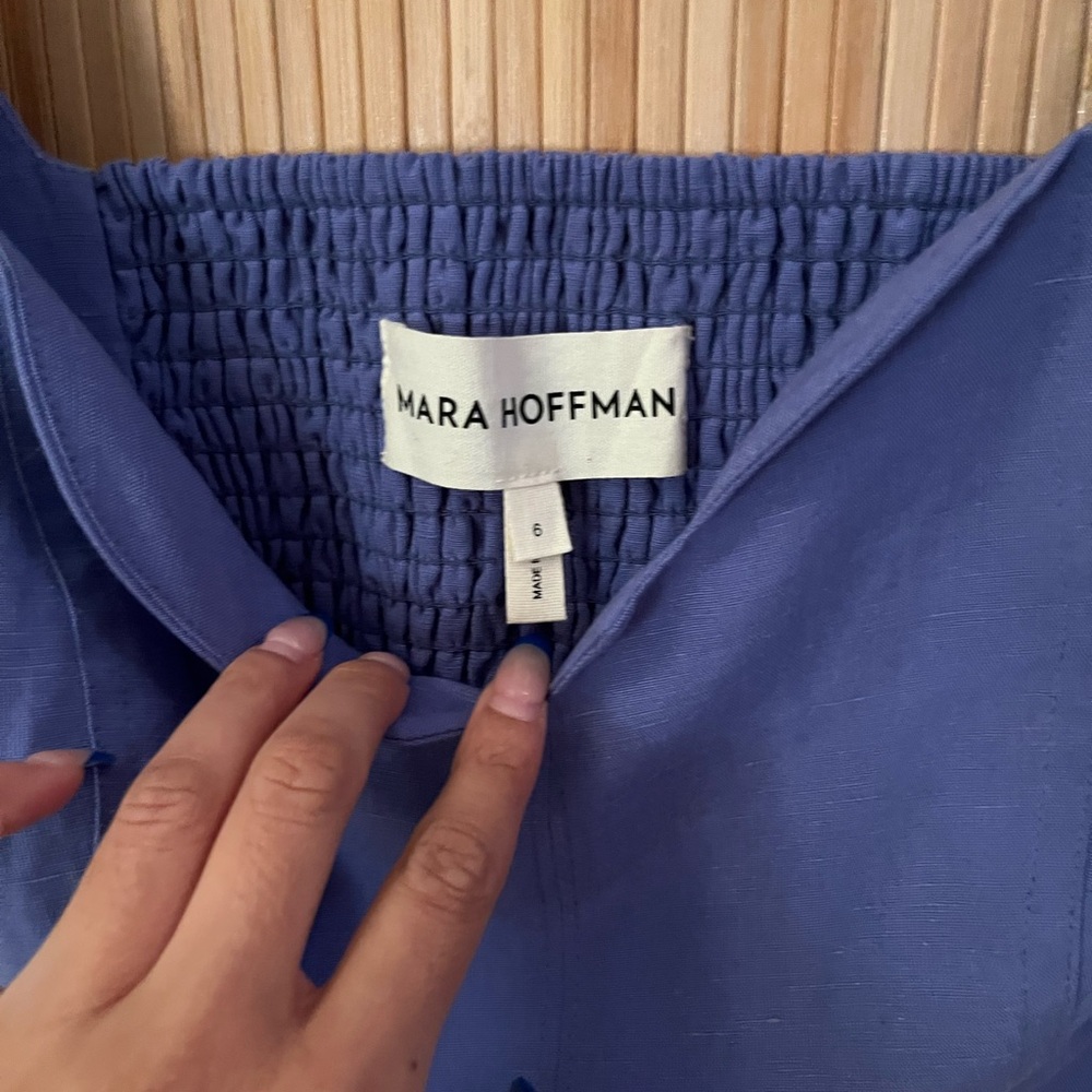 Mara Hoffman Blue Smocked crop Top - Picture 2 of 4
